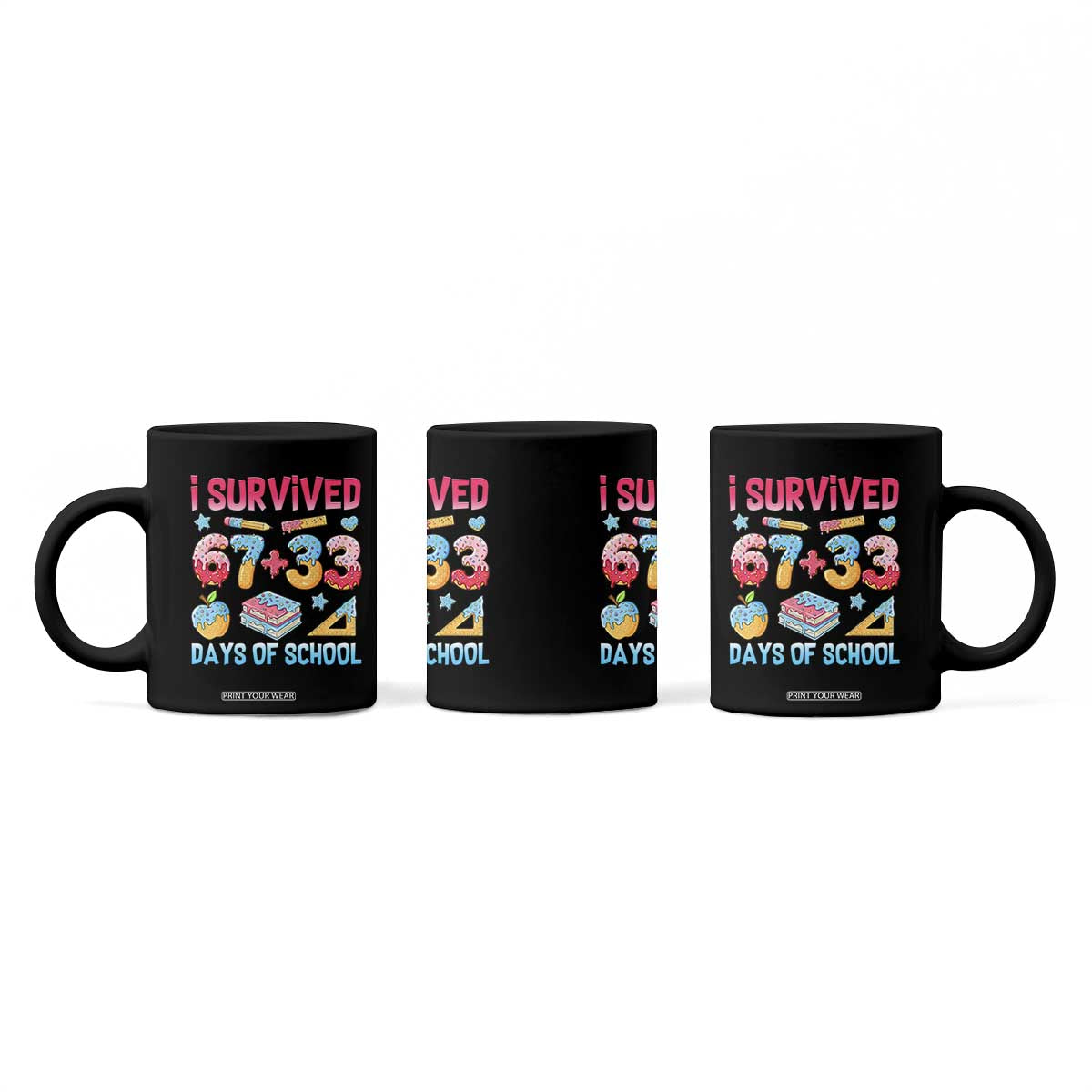I Survived 67 Plus 33 100 Days of School Coffee Mug Six Seven Meme Colorful Math Humor TS02 Print Your Wear