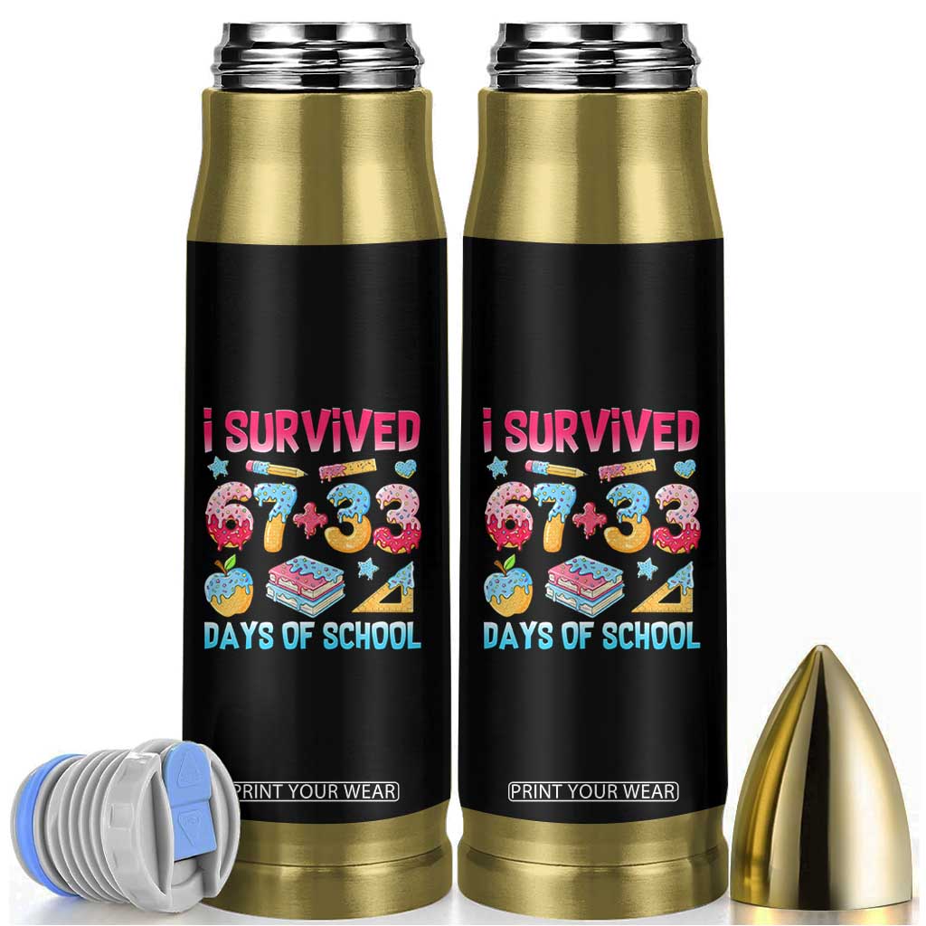I Survived 67 Plus 33 100 Days of School Bullet Tumbler Six Seven Meme Colorful Math Humor - Print Your Wear