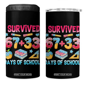 I Survived 67 Plus 33 100 Days of School 4 in 1 Can Cooler Tumbler Six Seven Meme Colorful Math Humor TS02 One Size: 16 oz Black Print Your Wear