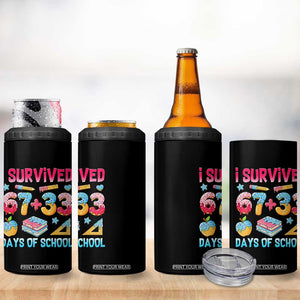 I Survived 67 Plus 33 100 Days of School 4 in 1 Can Cooler Tumbler Six Seven Meme Colorful Math Humor TS02 Print Your Wear