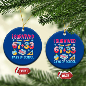 I Survived 67 Plus 33 100 Days of School Ceramic Ornament Six Seven Meme Colorful Math Humor TS02 1pc Blue Print Your Wear