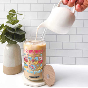 I Survived 67 Plus 33 100 Days of School Glass Can Six Seven Meme Colorful Math Humor TS02 Print Your Wear