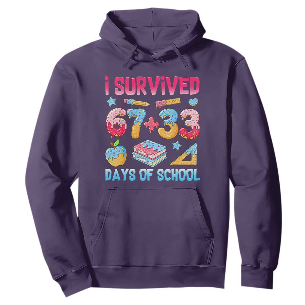 I Survived 67 Plus 33 100 Days of School Hoodie Six Seven Meme Colorful Math Humor TS02 Purple Print Your Wear