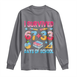 I Survived 67 Plus 33 100 Days of School Long Sleeve Shirt Six Seven Meme Colorful Math Humor TS02 Charcoal Print Your Wear