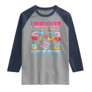 I Survived 67 Plus 33 100 Days of School Raglan Shirt Six Seven Meme Colorful Math Humor TS02 Sport Gray Navy Print Your Wear