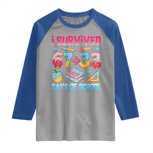 I Survived 67 Plus 33 100 Days of School Raglan Shirt Six Seven Meme Colorful Math Humor TS02 Sport Gray Royal Print Your Wear