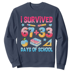 I Survived 67 Plus 33 100 Days of School Sweatshirt Six Seven Meme Colorful Math Humor TS02 Navy Print Your Wear