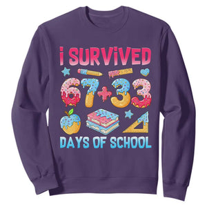 I Survived 67 Plus 33 100 Days of School Sweatshirt Six Seven Meme Colorful Math Humor TS02 Purple Print Your Wear