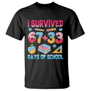I Survived 67 Plus 33 100 Days of School T Shirt Six Seven Meme Colorful Math Humor TS02 Black Print Your Wear
