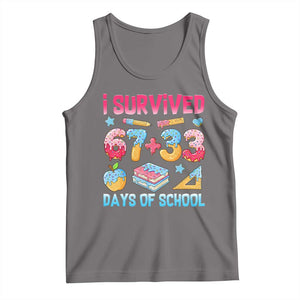 I Survived 67 Plus 33 100 Days of School Tank Top Six Seven Meme Colorful Math Humor TS02 Deep Heather Print Your Wear