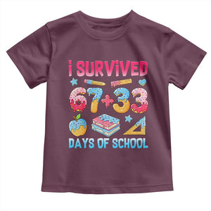 I Survived 67 Plus 33 100 Days of School Toddler T Shirt Six Seven Meme Colorful Math Humor TS02 Maroon Print Your Wear
