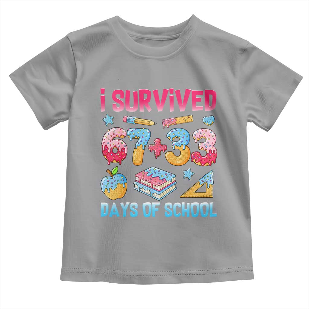 I Survived 67 Plus 33 100 Days of School Toddler T Shirt Six Seven Meme Colorful Math Humor TS02 Sport Gray Print Your Wear