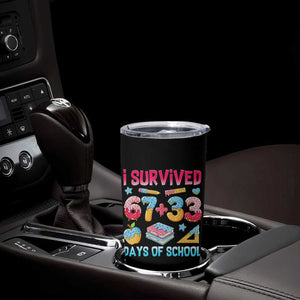 I Survived 67 Plus 33 100 Days of School Tumbler Cup Six Seven Meme Colorful Math Humor TS02 Print Your Wear