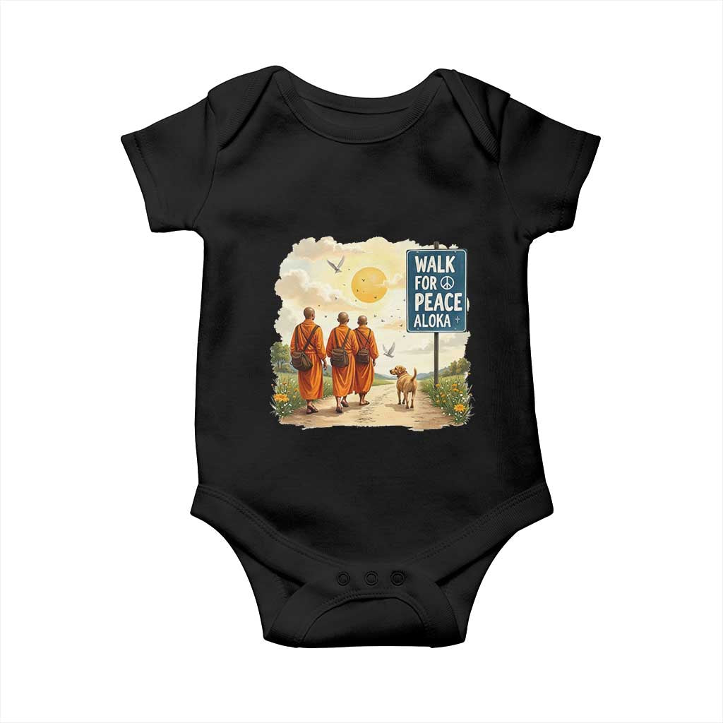 Walk For Peace Aloka the Dog and Monks Baby Onesie TS02 Black Print Your Wear