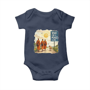 Walk For Peace Aloka the Dog and Monks Baby Onesie TS02 Navy Print Your Wear