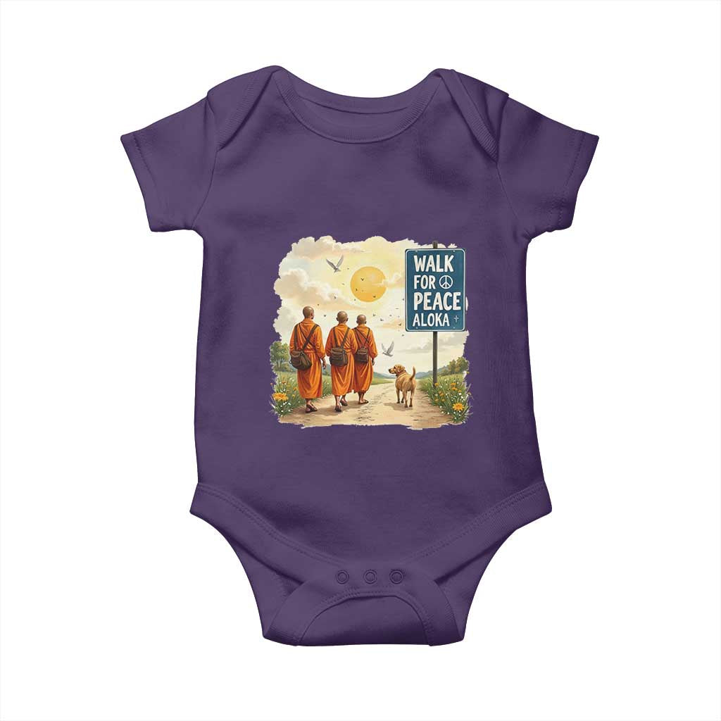 Walk For Peace Aloka the Dog and Monks Baby Onesie TS02 Purple Print Your Wear