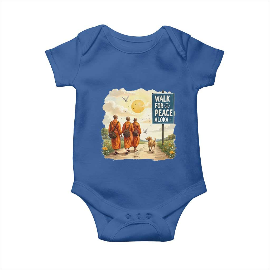 Walk For Peace Aloka the Dog and Monks Baby Onesie TS02 Royal Blue Print Your Wear