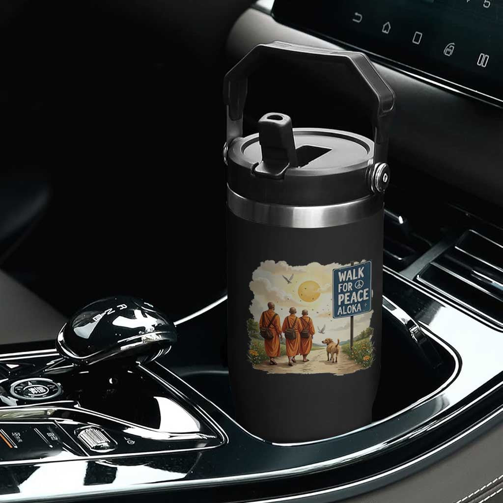 Walk For Peace Aloka the Dog and Monks Flip Straw Tumbler TS02 Print Your Wear