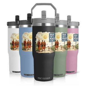 Walk For Peace Aloka the Dog and Monks Flip Straw Tumbler TS02 Print Your Wear