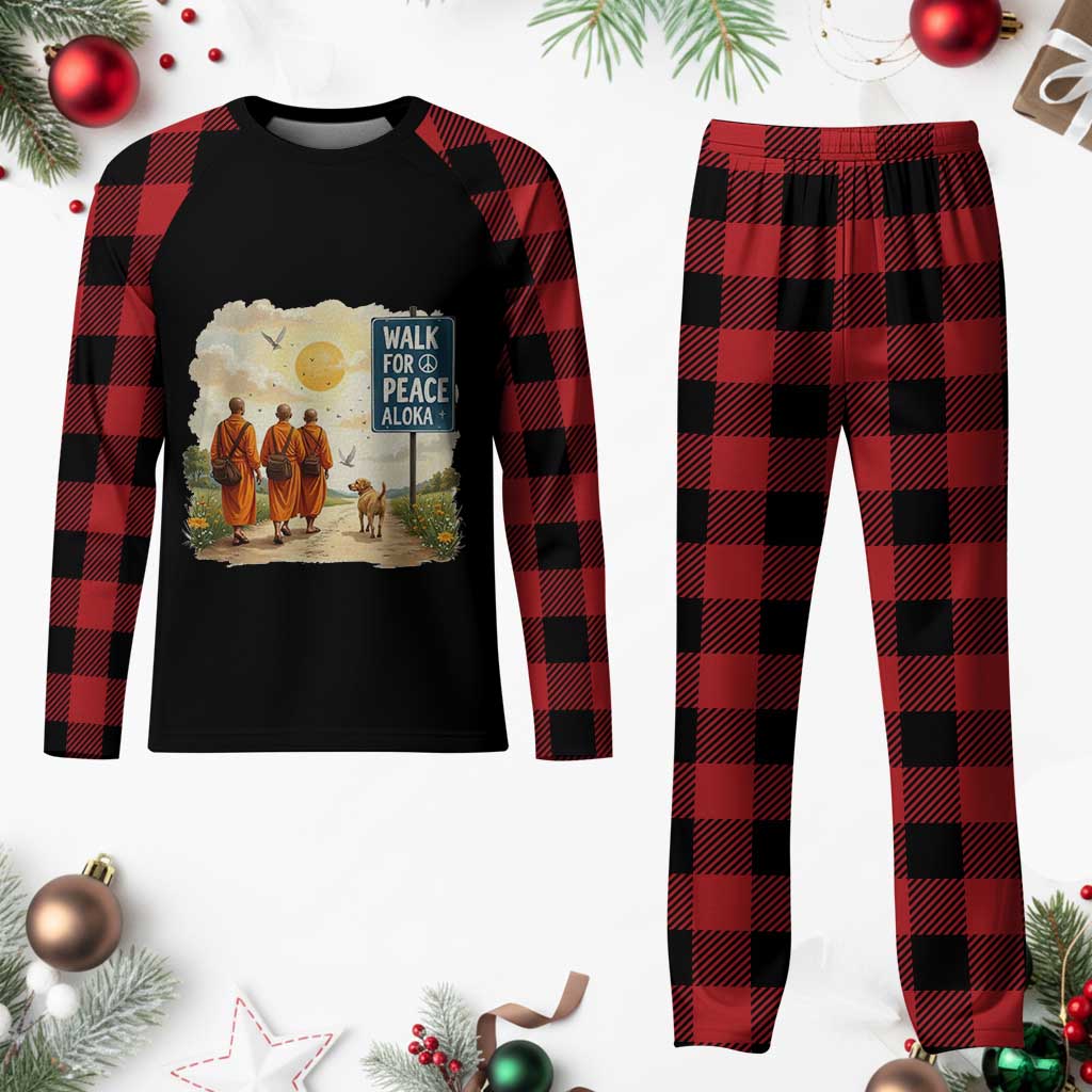 Walk For Peace Aloka the Dog and Monks Plaid Pajama Set TS02 Buffalo Plaid Print Your Wear