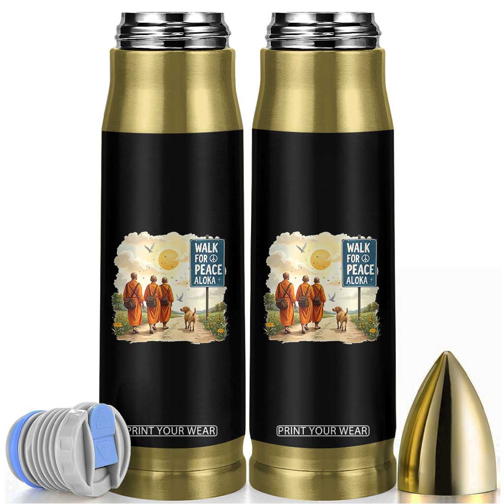 Walk For Peace Aloka the Dog and Monks Bullet Tumbler TS02 Black Print Your Wear