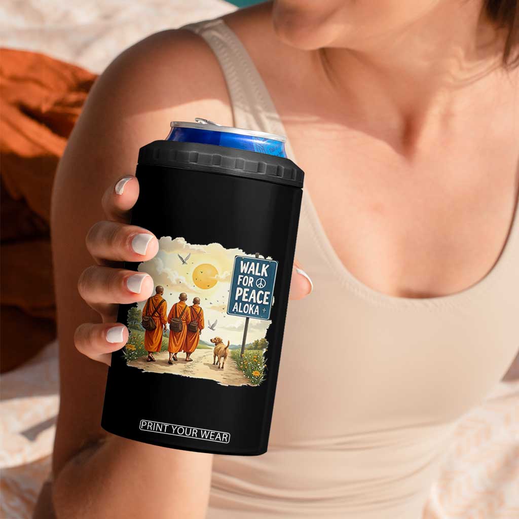 Walk For Peace Aloka the Dog and Monks 4 in 1 Can Cooler Tumbler TS02 Print Your Wear