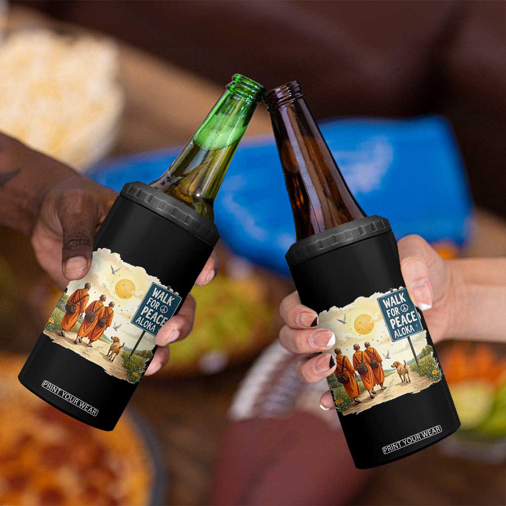 Walk For Peace Aloka the Dog and Monks 4 in 1 Can Cooler Tumbler TS02 Print Your Wear