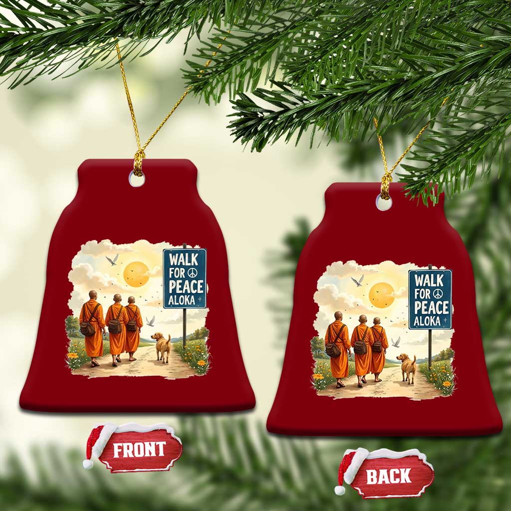 Walk For Peace Aloka the Dog and Monks Ceramic Ornament TS02 Print Your Wear