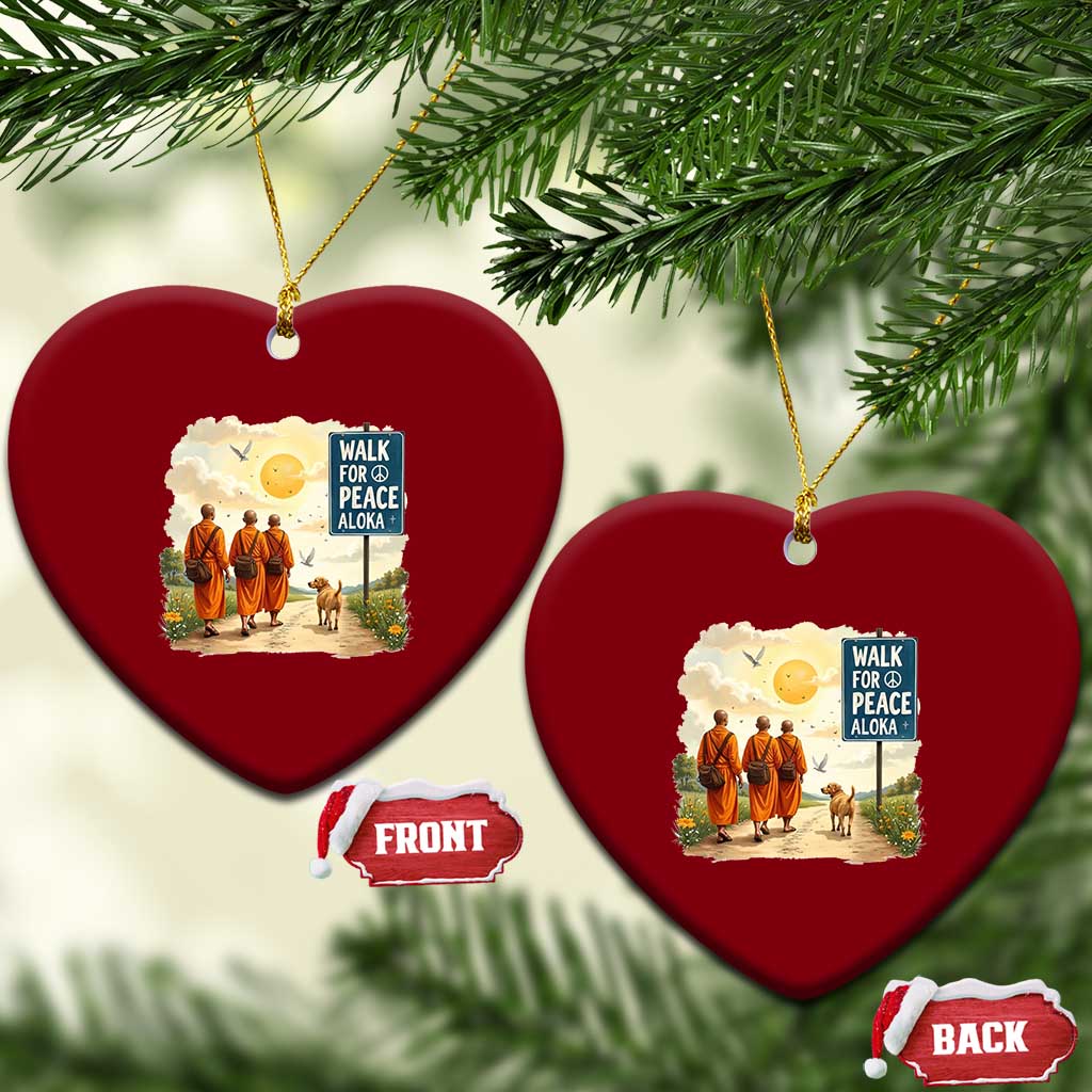 Walk For Peace Aloka the Dog and Monks Ceramic Ornament TS02 Print Your Wear