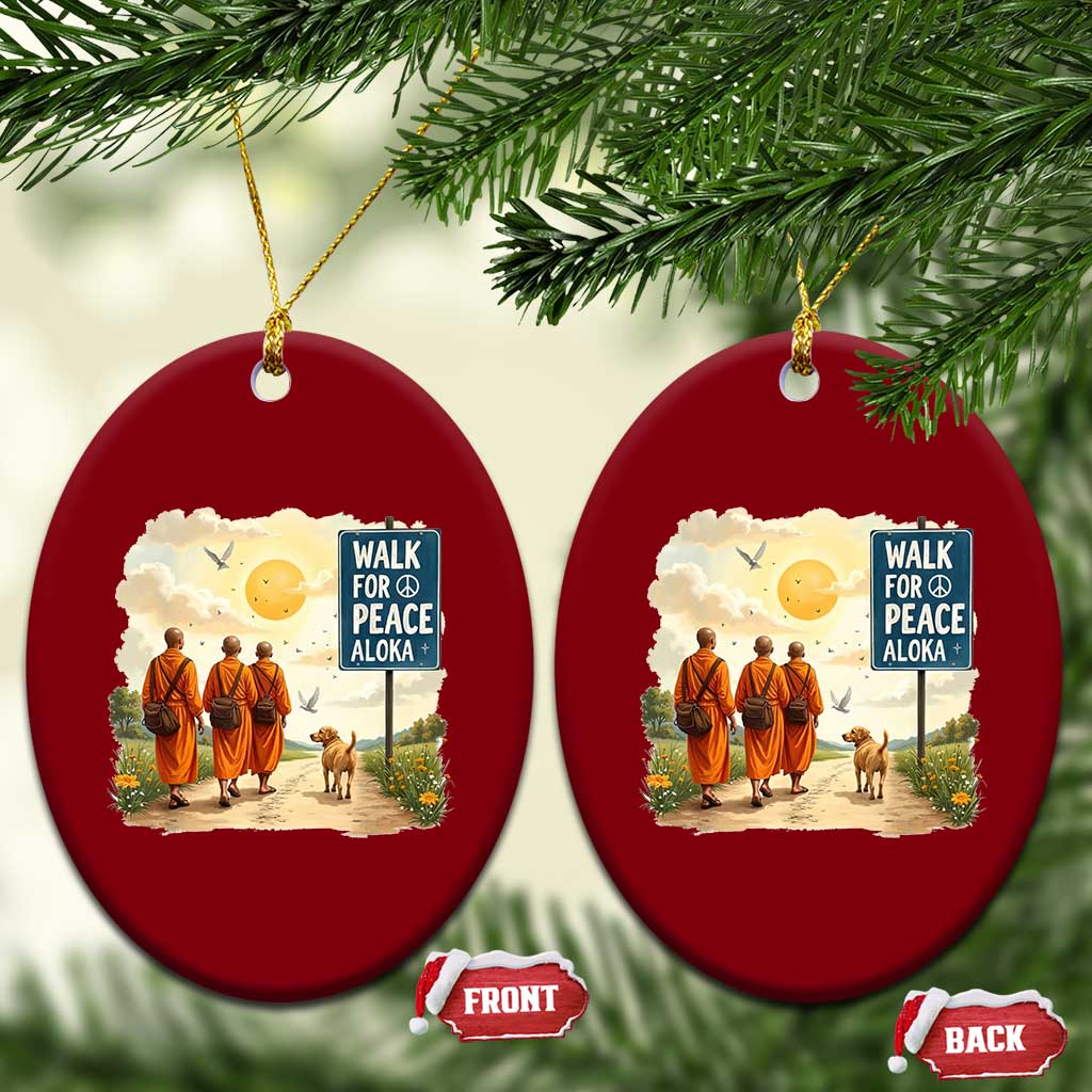Walk For Peace Aloka the Dog and Monks Ceramic Ornament TS02 Print Your Wear