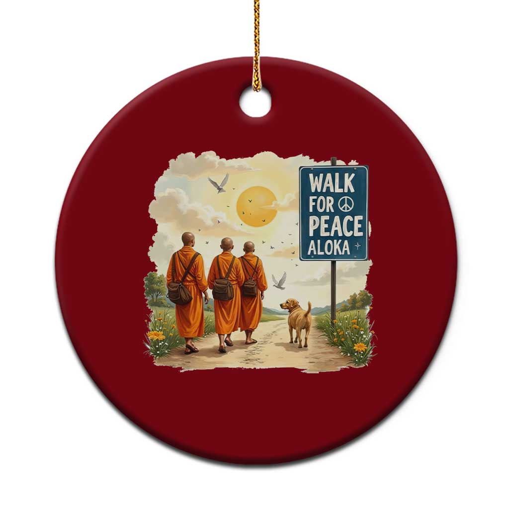 Walk For Peace Aloka the Dog and Monks Ceramic Ornament TS02 1pc Red Print Your Wear