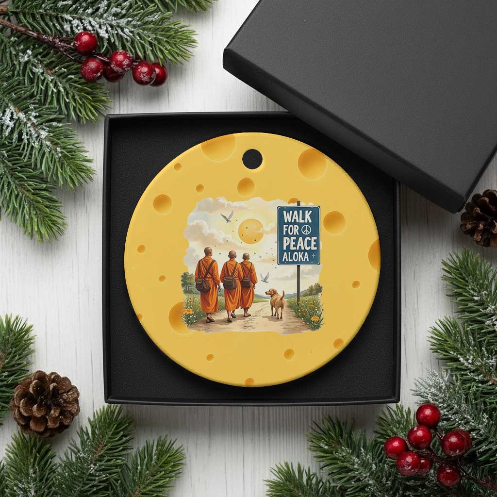 Walk For Peace Aloka the Dog and Monks Ceramic Ornament TS02 1pc Yellow Cheese Print Your Wear