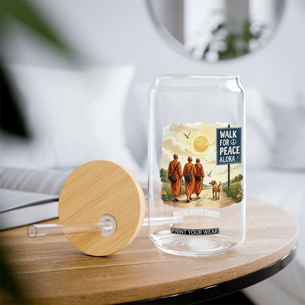 Walk For Peace Aloka the Dog and Monks Glass Can TS02 Print Your Wear