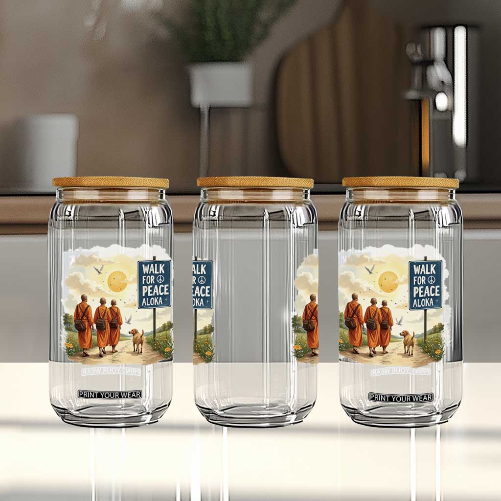 Walk For Peace Aloka the Dog and Monks Glass Can TS02 Print Your Wear
