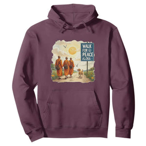 Walk For Peace Aloka the Dog and Monks Hoodie TS02 Maroon Print Your Wear