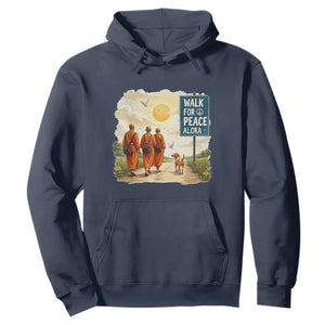 Walk For Peace Aloka the Dog and Monks Hoodie TS02 Navy Print Your Wear