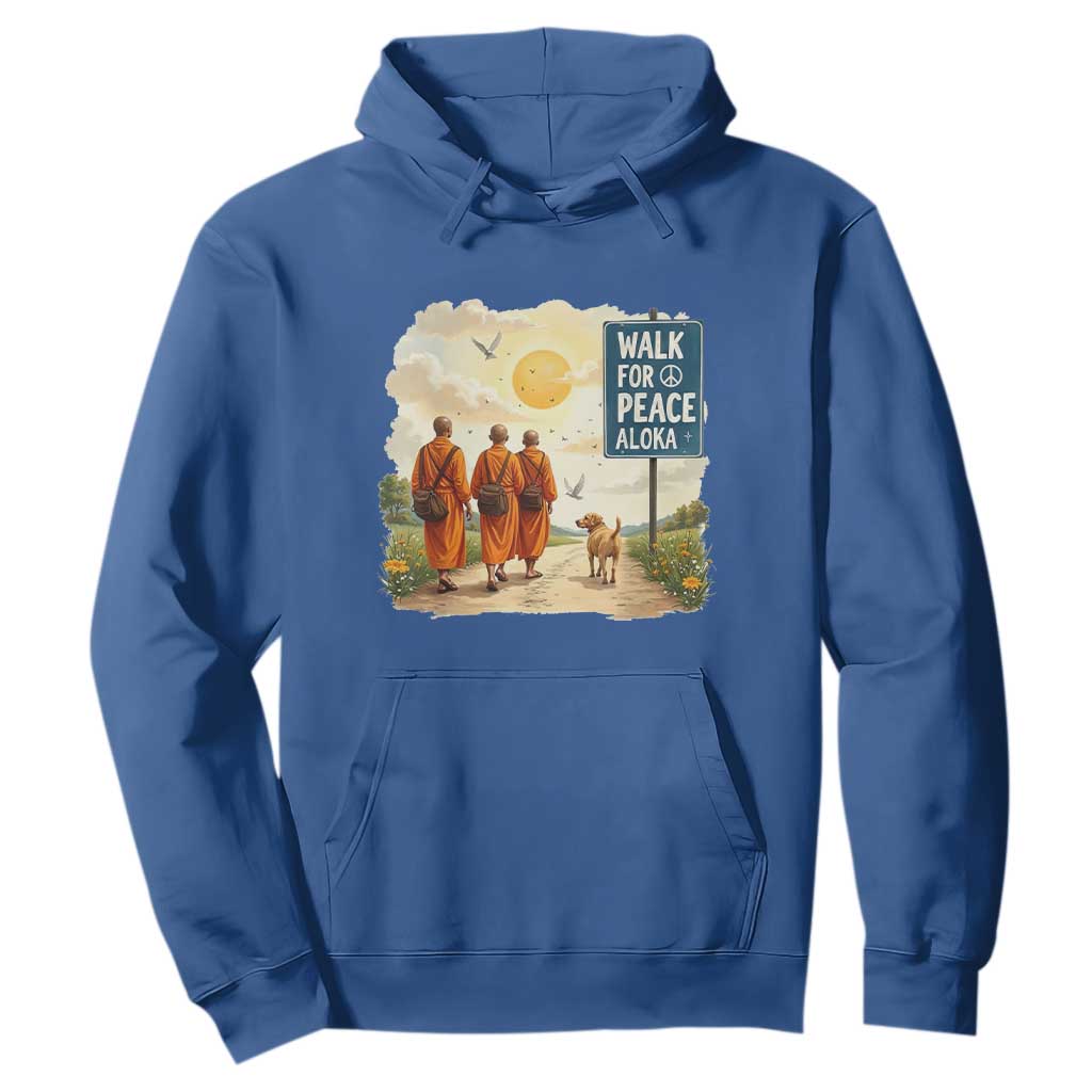 Walk For Peace Aloka the Dog and Monks Hoodie TS02 Royal Blue Print Your Wear