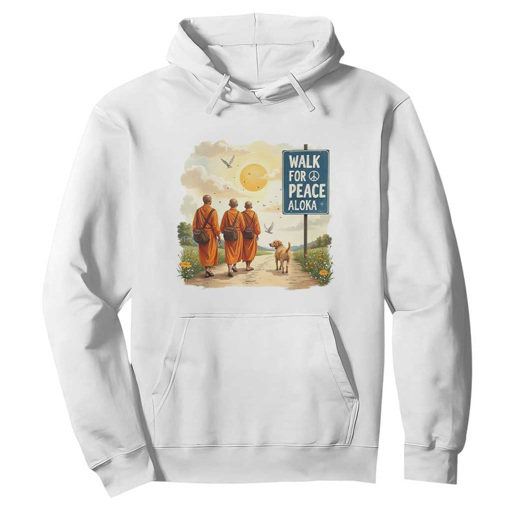 Walk For Peace Aloka the Dog and Monks Hoodie TS02 White Print Your Wear