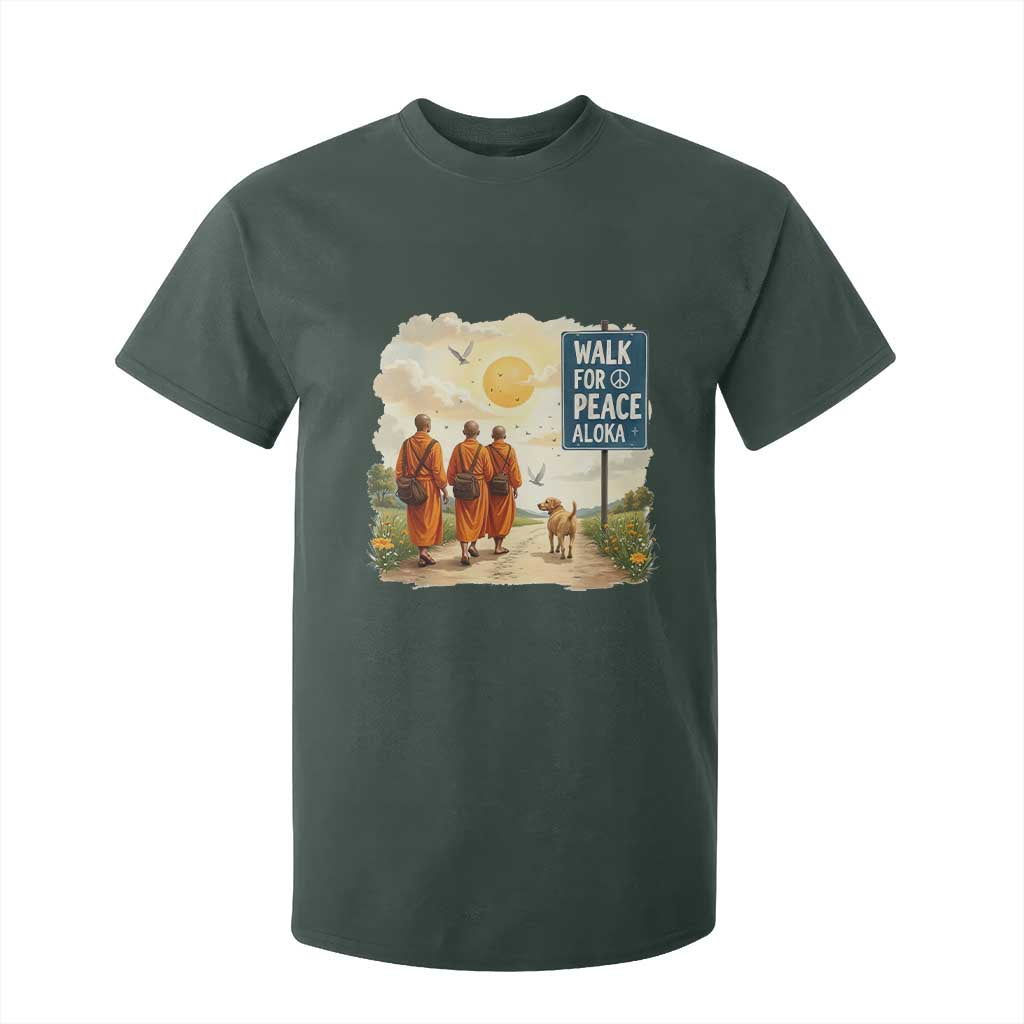 Walk For Peace Aloka the Dog and Monks T Shirt For Kid TS02 Dark Forest Green Print Your Wear