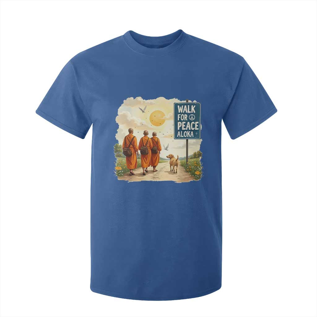Walk For Peace Aloka the Dog and Monks T Shirt For Kid TS02 Royal Blue Print Your Wear