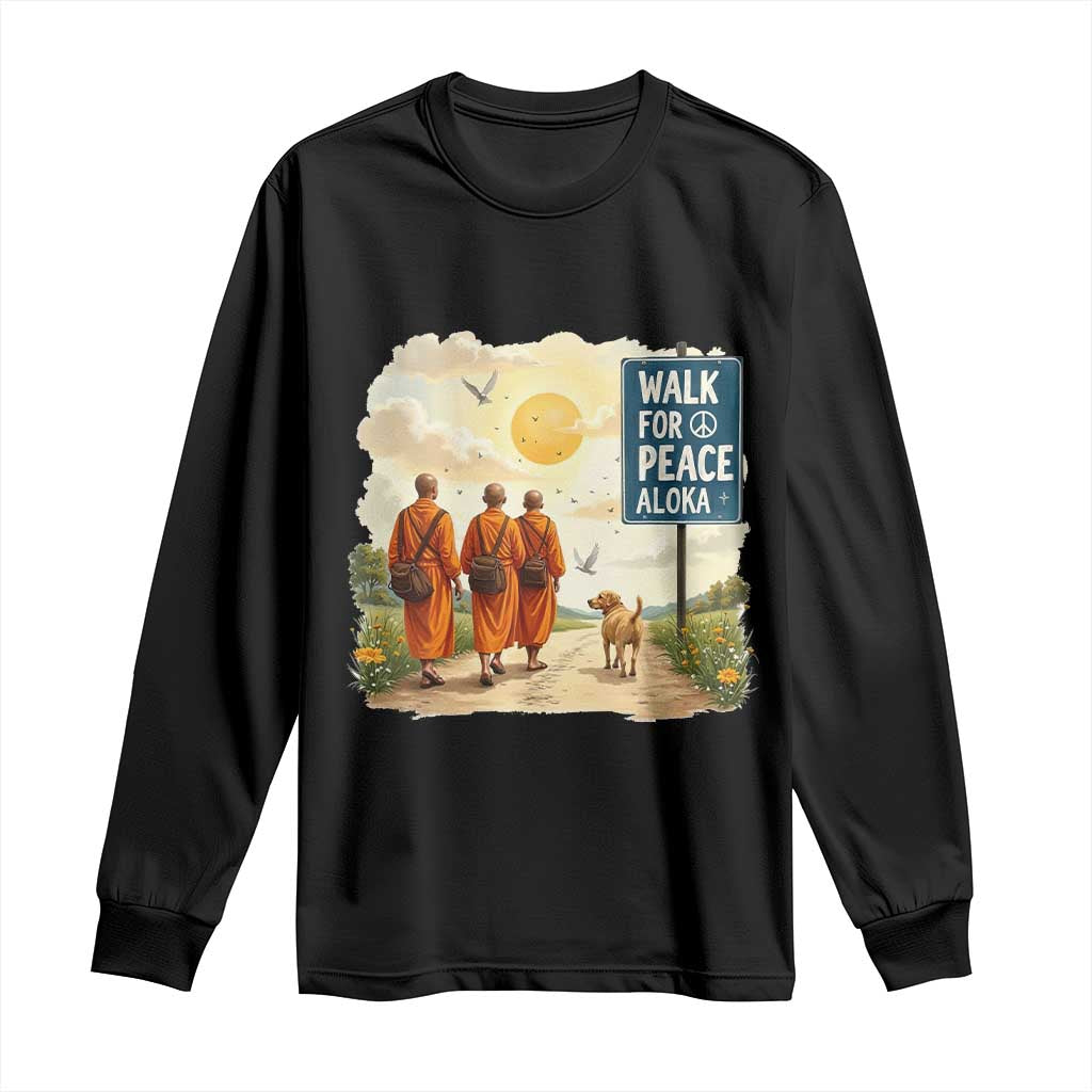Walk For Peace Aloka the Dog and Monks Long Sleeve Shirt TS02 Black Print Your Wear