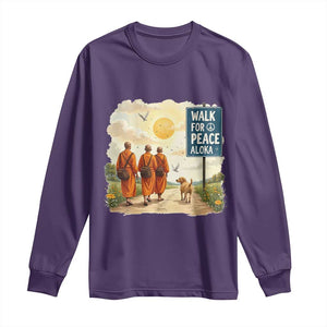 Walk For Peace Aloka the Dog and Monks Long Sleeve Shirt TS02 Purple Print Your Wear