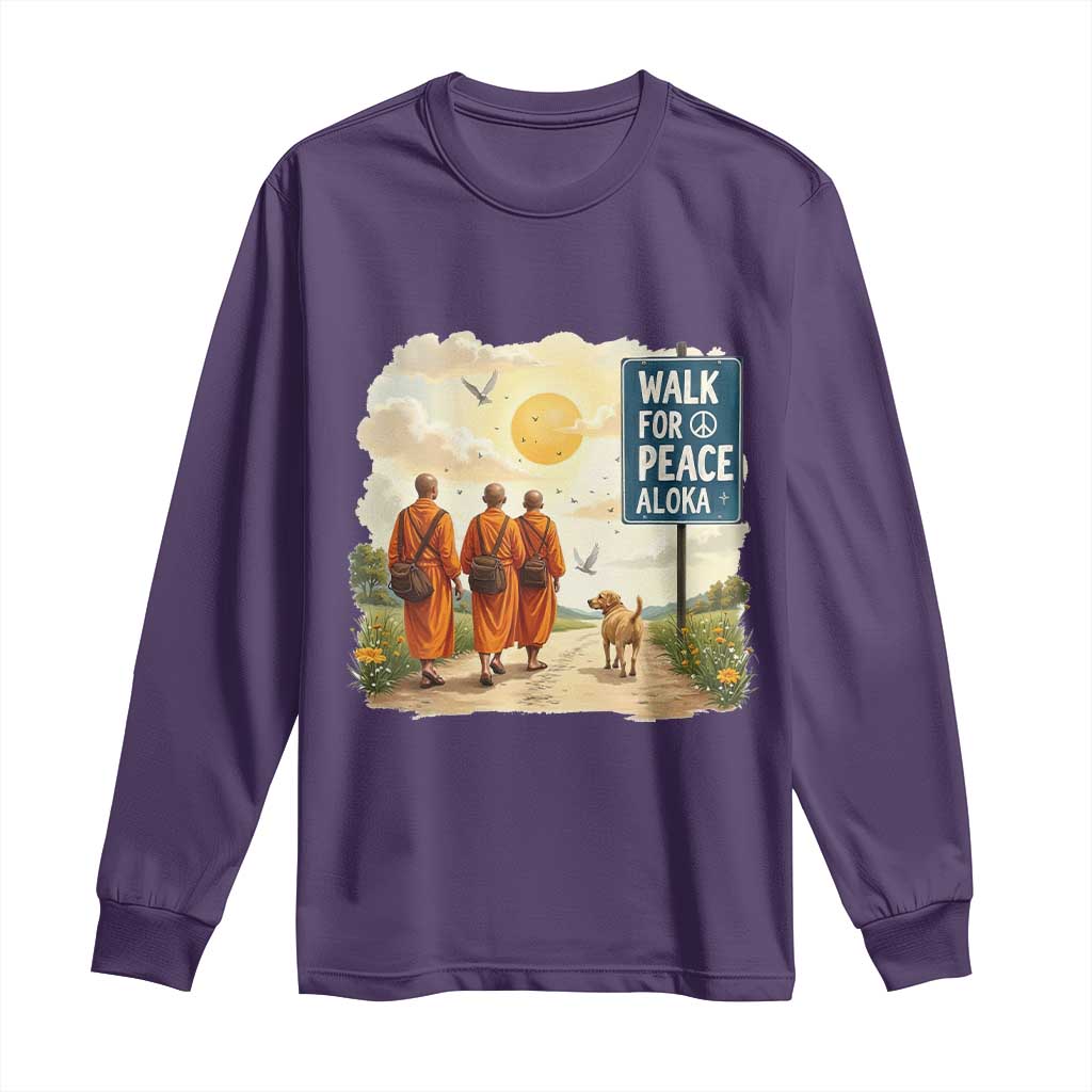 Walk For Peace Aloka the Dog and Monks Long Sleeve Shirt TS02 Purple Print Your Wear