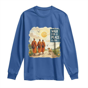 Walk For Peace Aloka the Dog and Monks Long Sleeve Shirt TS02 Royal Blue Print Your Wear
