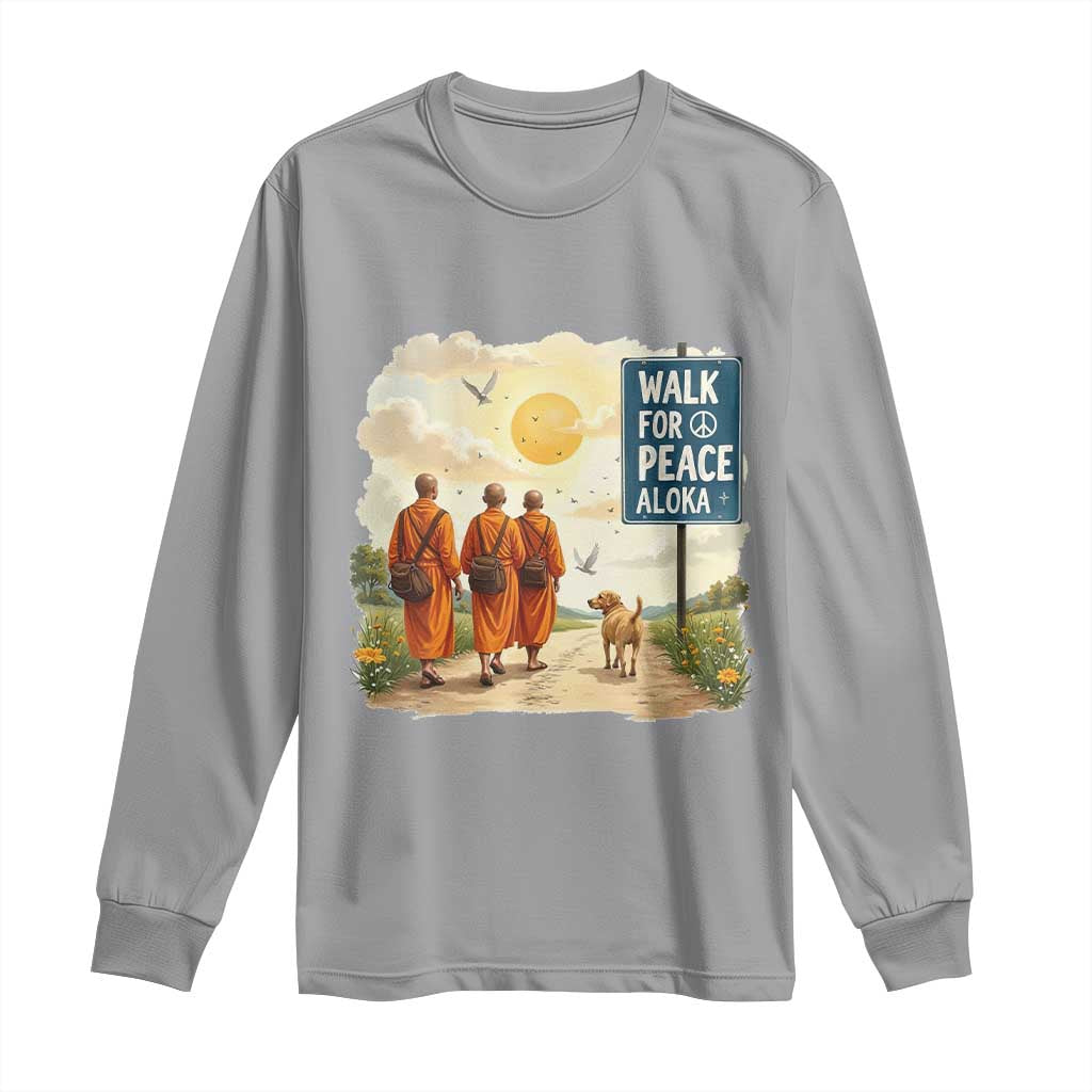 Walk For Peace Aloka the Dog and Monks Long Sleeve Shirt TS02 Sport Gray Print Your Wear