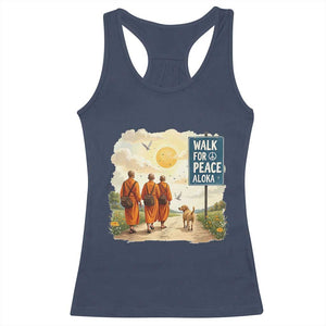 Walk For Peace Aloka the Dog and Monks Racerback Tank Top TS02 Navy Print Your Wear