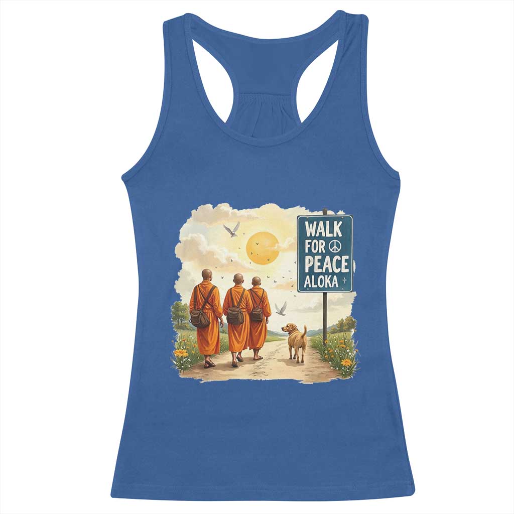 Walk For Peace Aloka the Dog and Monks Racerback Tank Top TS02 Royal Blue Print Your Wear