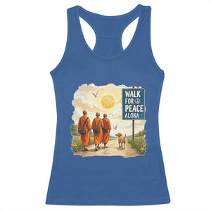 Walk For Peace Aloka the Dog and Monks Racerback Tank Top TS02 Royal Blue Print Your Wear