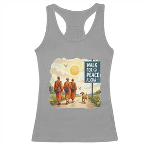 Walk For Peace Aloka the Dog and Monks Racerback Tank Top TS02 Sport Gray Print Your Wear
