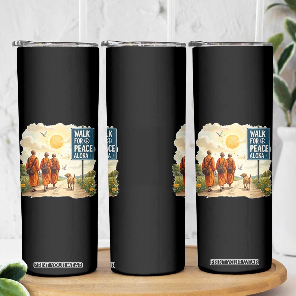 Walk For Peace Aloka the Dog and Monks Skinny Tumbler TS02 Print Your Wear